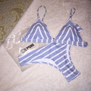 Cupshe blue/white striped bikini
